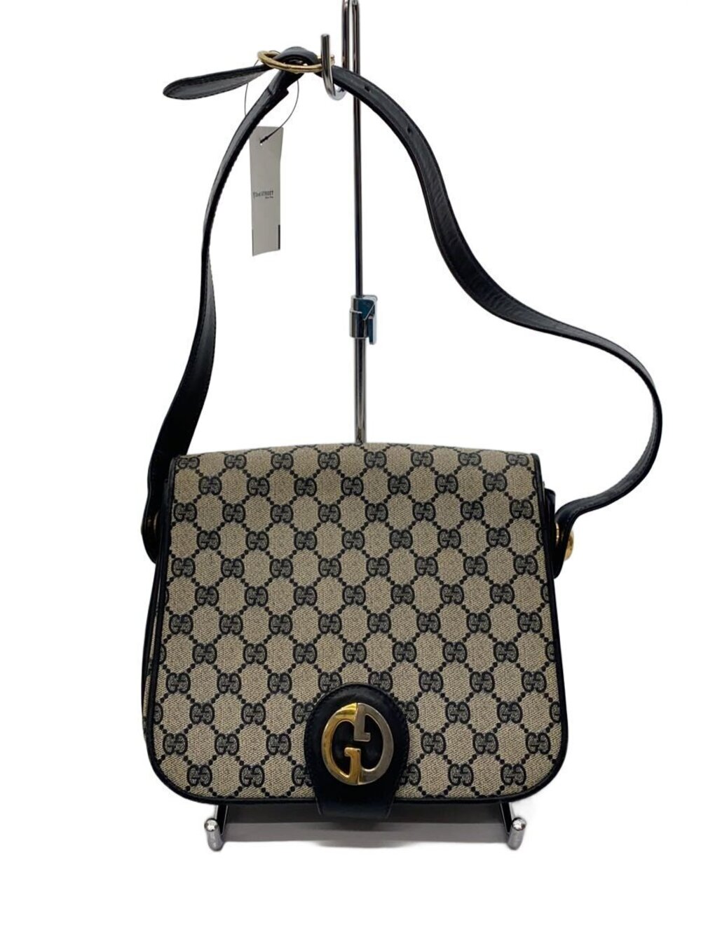 Gucci GG Supreme canvas shoulder bag navy blue leather interlocking G